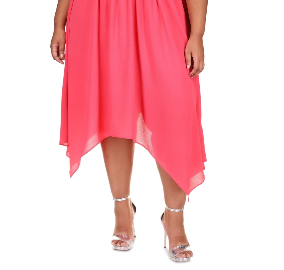 Michael Kors Women's Solid Hank Hem Dress Pink Size 2X