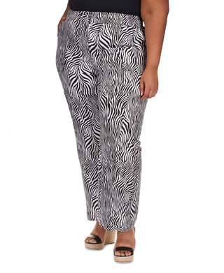 Michael Kors Women's Zebra Linen Cargo Pants Black Size 2X