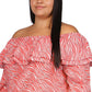 Michael Kors Women's Zebra Print Ruffled Peasant Top Pink