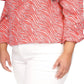 Michael Kors Women's Zebra Print Ruffled Peasant Top Pink
