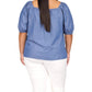 Michael Kors Women's Square Neck Puff Sleeve Top Blue Size 3X