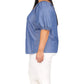 Michael Kors Women's Square Neck Puff Sleeve Top Blue Size 3X