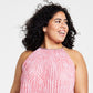 Michael Kors Women's Zebra Pleated Chain Top Pink