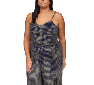 Michael Kors Women's Printed Side Tie Jumpsuit Blue Size 1X