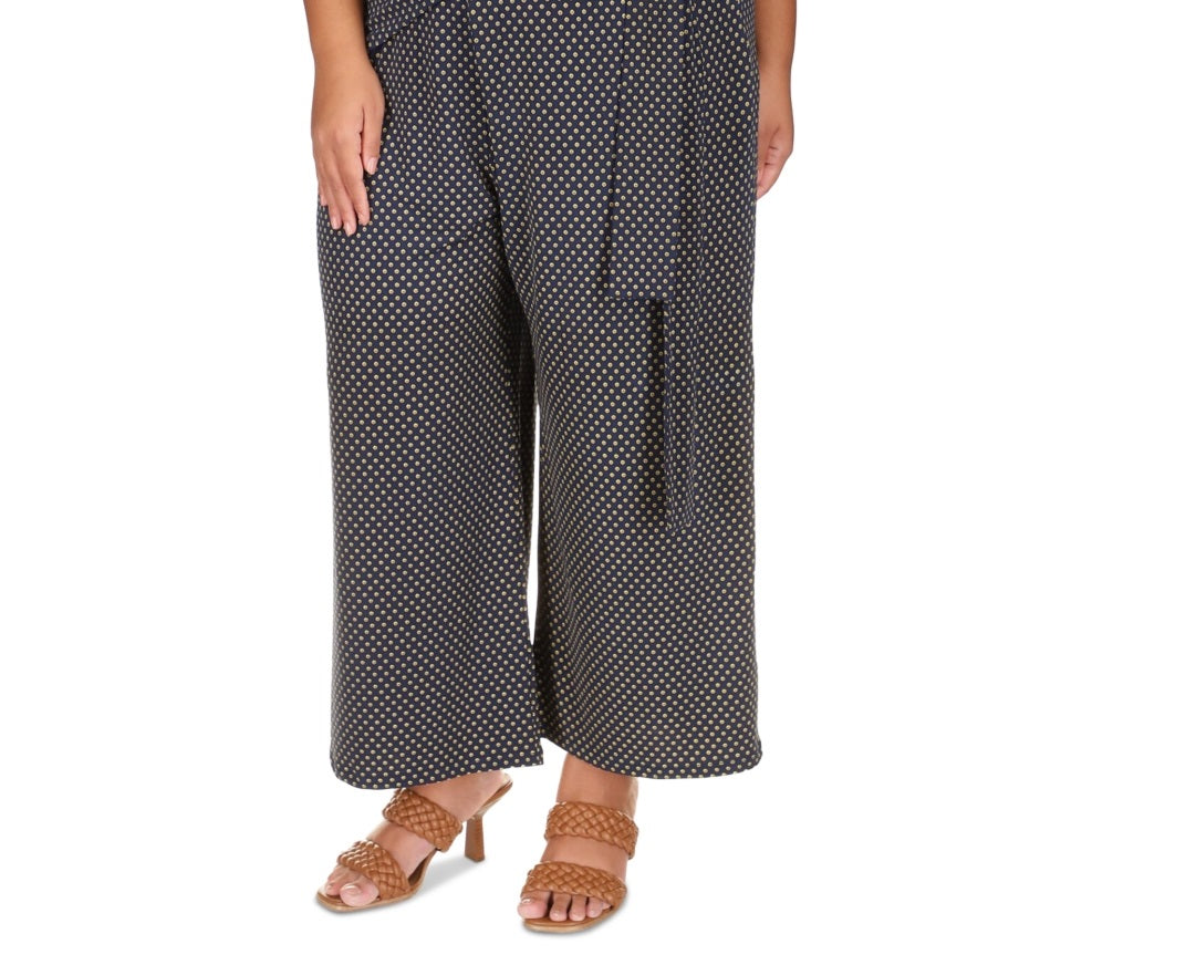 Michael Kors Women's Printed Side Tie Jumpsuit Blue Size 1X