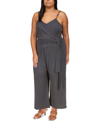Michael Kors Women's Printed Side Tie Jumpsuit Blue Size 1X