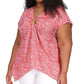 Michael Kors Women's Zebra Print Chain Trim Top Pink Size 3X