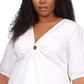 Michael Kors Women's Cotton Poplin 3/4 Sleeve Top White Size 2X