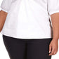 Michael Kors Women's Cotton Poplin 3/4 Sleeve Top White Size 2X