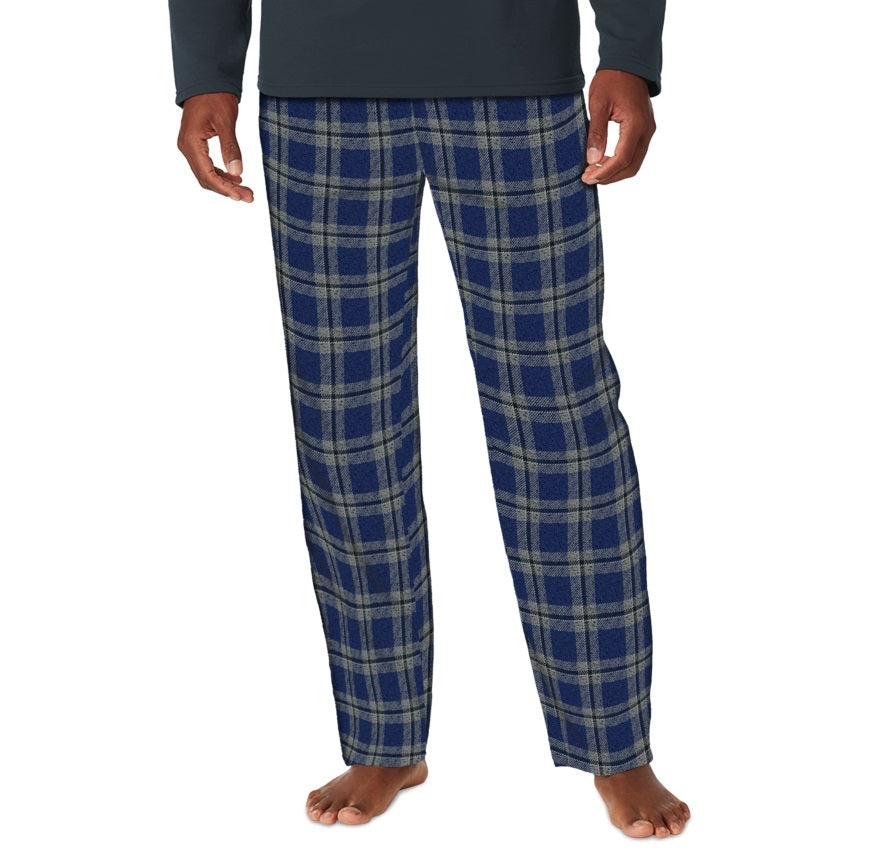 Cuddl Duds Men's Cozy Lodge 2 Pc Sweatshirt & Plaid Pajama Pants Set Blue Size X-Large