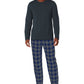 Cuddl Duds Men's Cozy Lodge 2 Pc Sweatshirt & Plaid Pajama Pants Set Blue Size X-Large