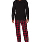 Cuddl Duds Men's Cozy Lodge 2 Pc Sweatshirt & Plaid Pajama Pants Set Red Size Medium