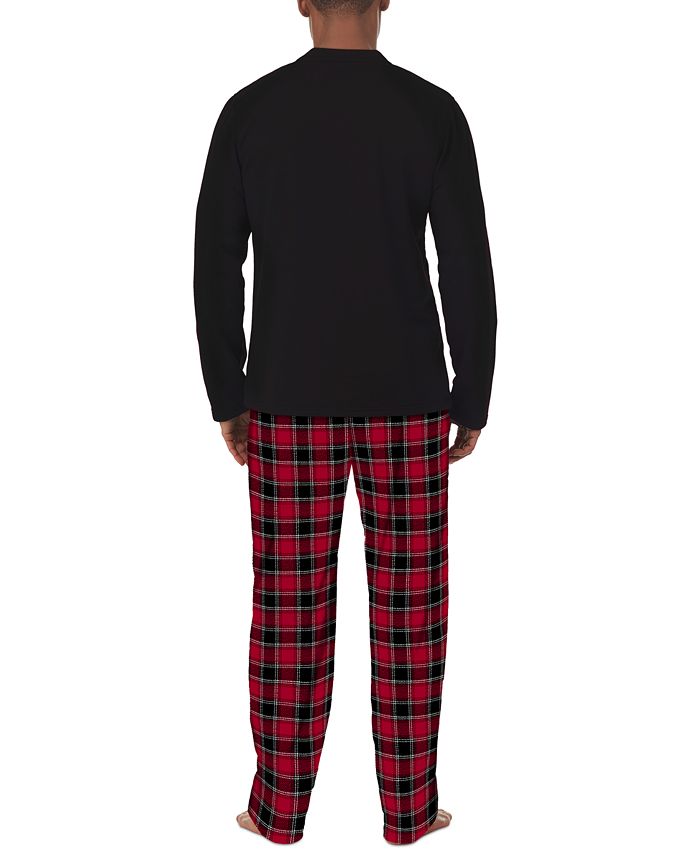 Cuddl Duds Men's Cozy Lodge 2 Pc Sweatshirt & Plaid Pajama Pants Set Red Size Medium