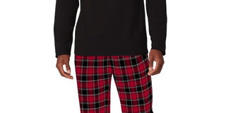 Cuddl Duds Men's Cozy Lodge 2 Pc Sweatshirt & Plaid Pajama Pants Set Red Size Medium