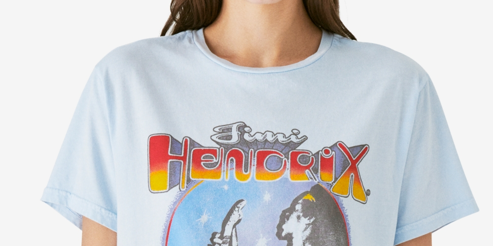 Lucky Brand Women's Jimi Hendrix Graphic Tee Blue Size Small