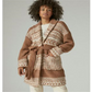 Lucky Brand Women's Fair Isle Sweater Coatigan Brown Size XL