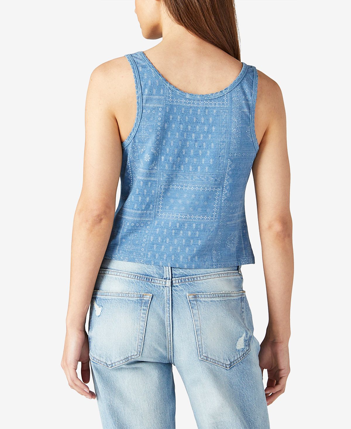 Lucky Brand Women's Waffle Henley Tank Blue