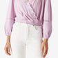 Lucky Brand Women's Eyelet Faux Wrap Cotton Top Purple Size X-Large
