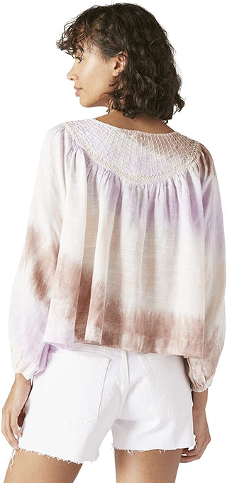 Lucky Brand Women's Embroidered Peasant Blouse Purple Size Medium