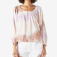 Lucky Brand Women's Embroidered Peasant Blouse Purple Size Medium