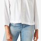 Lucky Brand Women's Embroidered Button Front Cotton Peasant Blouse White Size Large