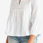 Lucky Brand Women's Embroidered Popover Blouse White Size XX-Large