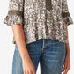 Lucky Brand Women's Floral Lace Edge Top Green Size X-Large
