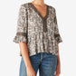 Lucky Brand Women's Floral Lace Edge Top Green Size X-Large
