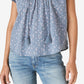 Lucky Brand Women's Pintuck Ladder Stitch Top Blue Size Small