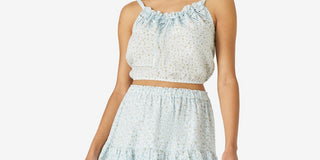 Lucky Brand Women's Floral Ruffle Cotton Skirt Blue Size X-Small