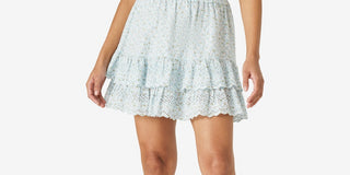 Lucky Brand Women's Floral Ruffle Cotton Skirt Blue Size X-Small