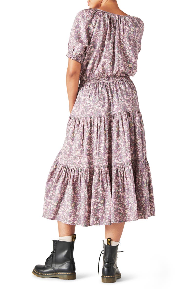 Lucky Brand Women's Floral Smocked Waist Maxi Dress Red Size Medium