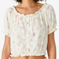 Lucky Brand Women's Short Sleeve Bubble Hem Crop Top White Size Medium