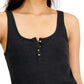 Lucky Brand Women's Waffle Boy Henley Tank Top Black