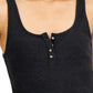 Lucky Brand Women's Waffle Boy Henley Tank Top Black