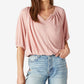 Lucky Brand Women's Sandwash Peasant Top Pink Size X-Large