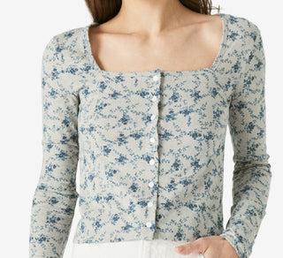 Lucky Brand Women's Pointelle Cardigan Top Blue Size Large