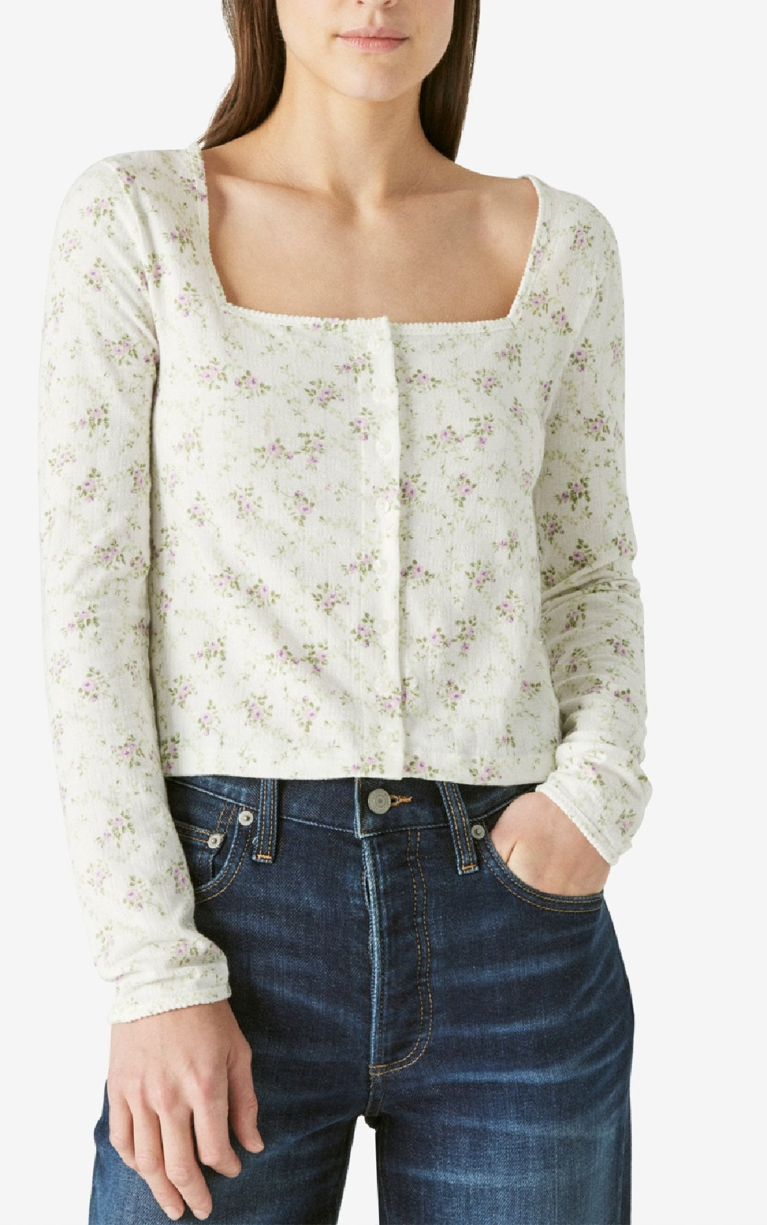 Lucky Brand Women's Pointelle Cardigan Top White Size X-Large