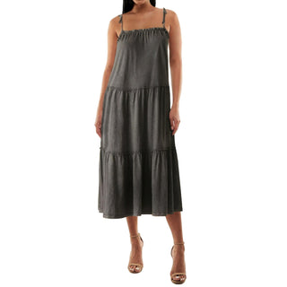 Lucky Brand Women's Cotton Tiered Dress Black Size Small