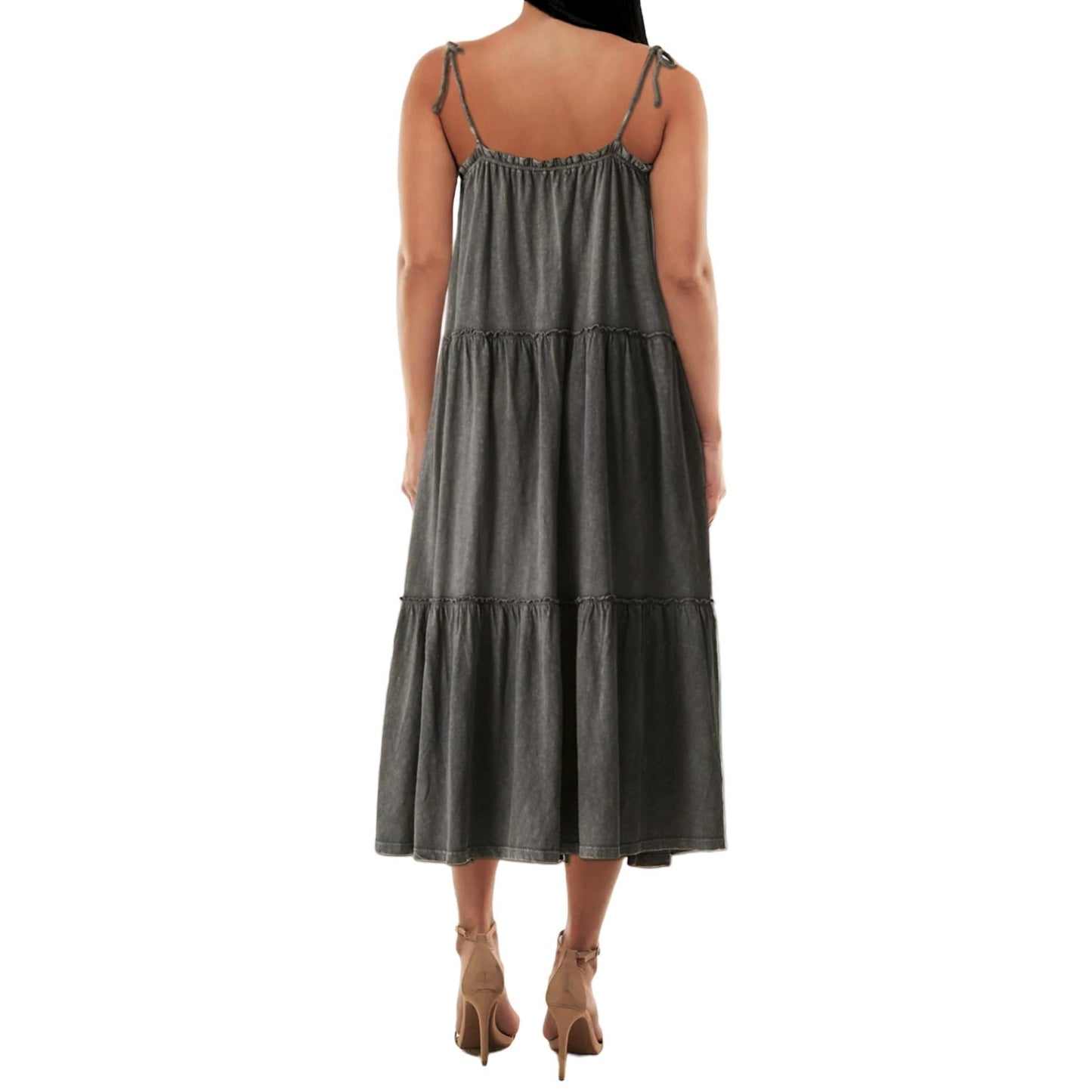 Lucky Brand Women's Cotton Tiered Dress Black Size Small