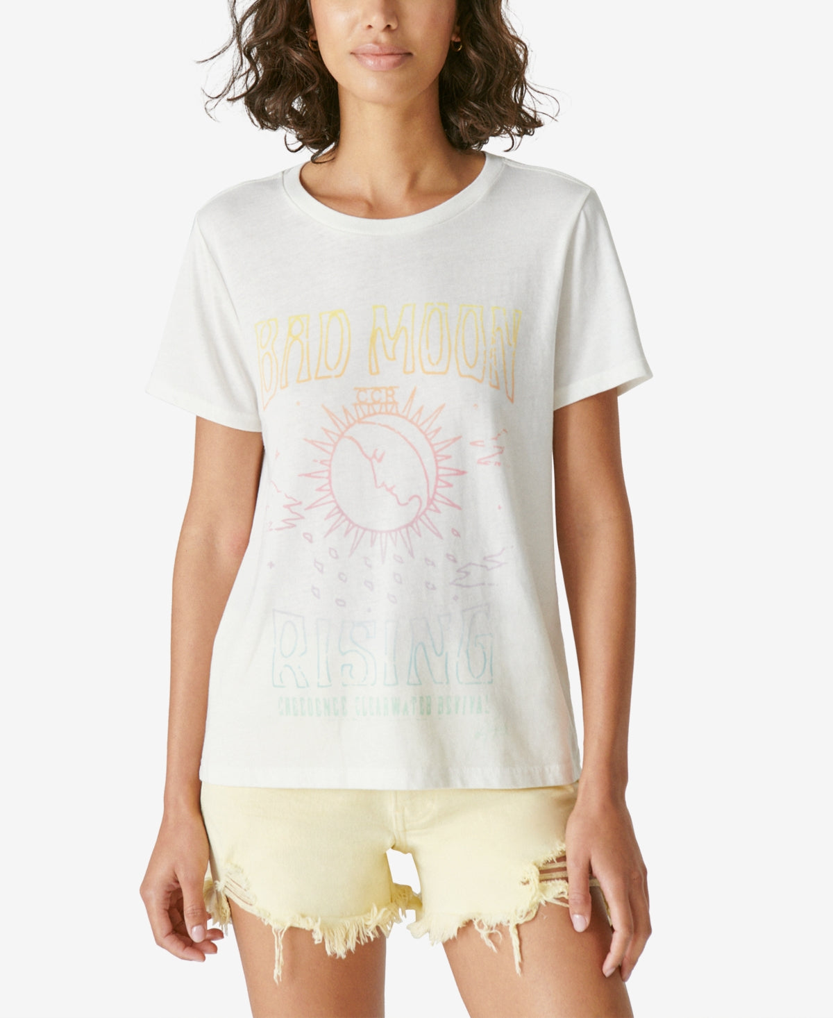 Lucky Brand Women's Bad Moon Rising Graphic Tee White Size X-Small