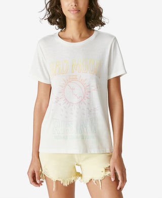 Lucky Brand Women's Bad Moon Rising Graphic Tee White Size X-Small