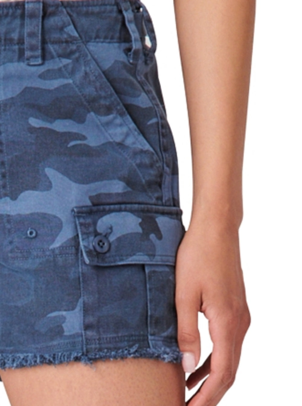 Lucky Brand Women's Frayed Hem Cotton Utility Shorts Blue Size 32