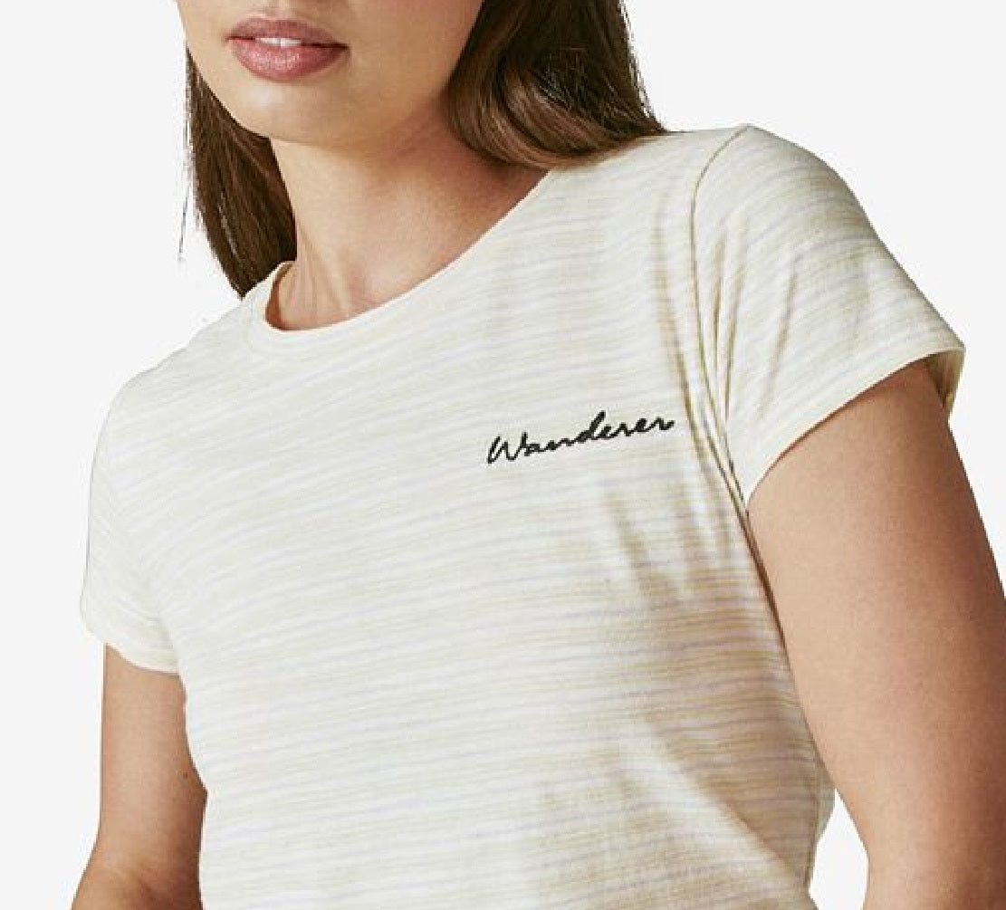 Lucky Brand Women's Stripe Cotton Baby Tee Pink Size X-Large