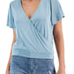 Lucky Brand Women's Sandwash Faux Wrap T-Shirt Blue Size X-Large