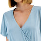 Lucky Brand Women's Sandwash Faux Wrap T-Shirt Blue Size X-Large