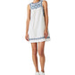 Lucky Brand Women's Embroidered Cotton & Linen Shift Minidress White Size Medium
