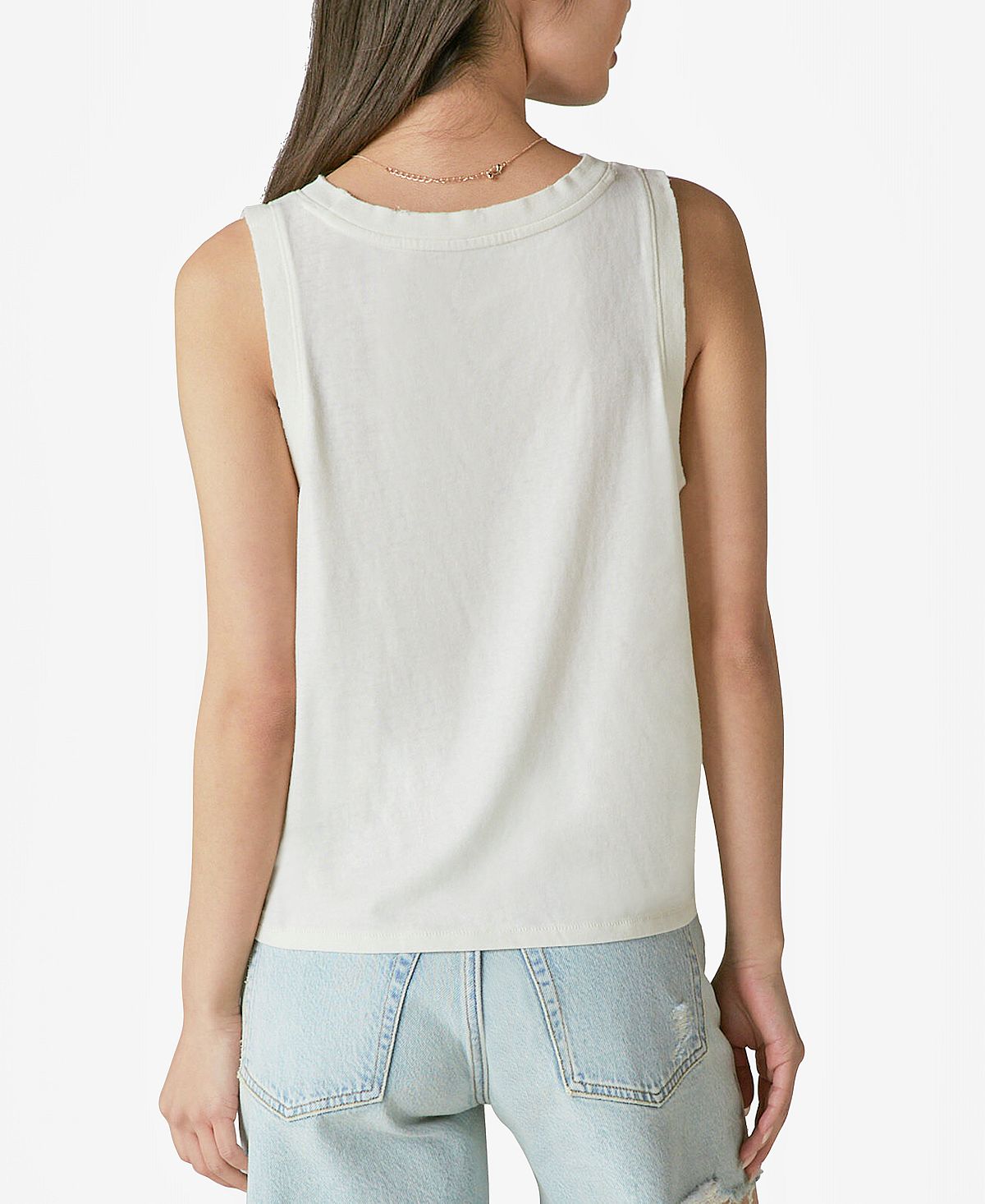 Lucky Brand Women's Give Love Muscle Tank Top White Size Medium