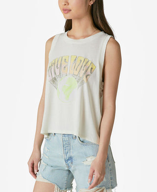 Lucky Brand Women's Give Love Muscle Tank Top White Size Medium