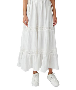 Lucky Brand Women's Lace Tiered Maxi Dress White Size Medium